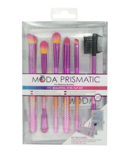 MODA Travel Size Prismatic Beautiful Eyes 7pc Makeup Brush Set 